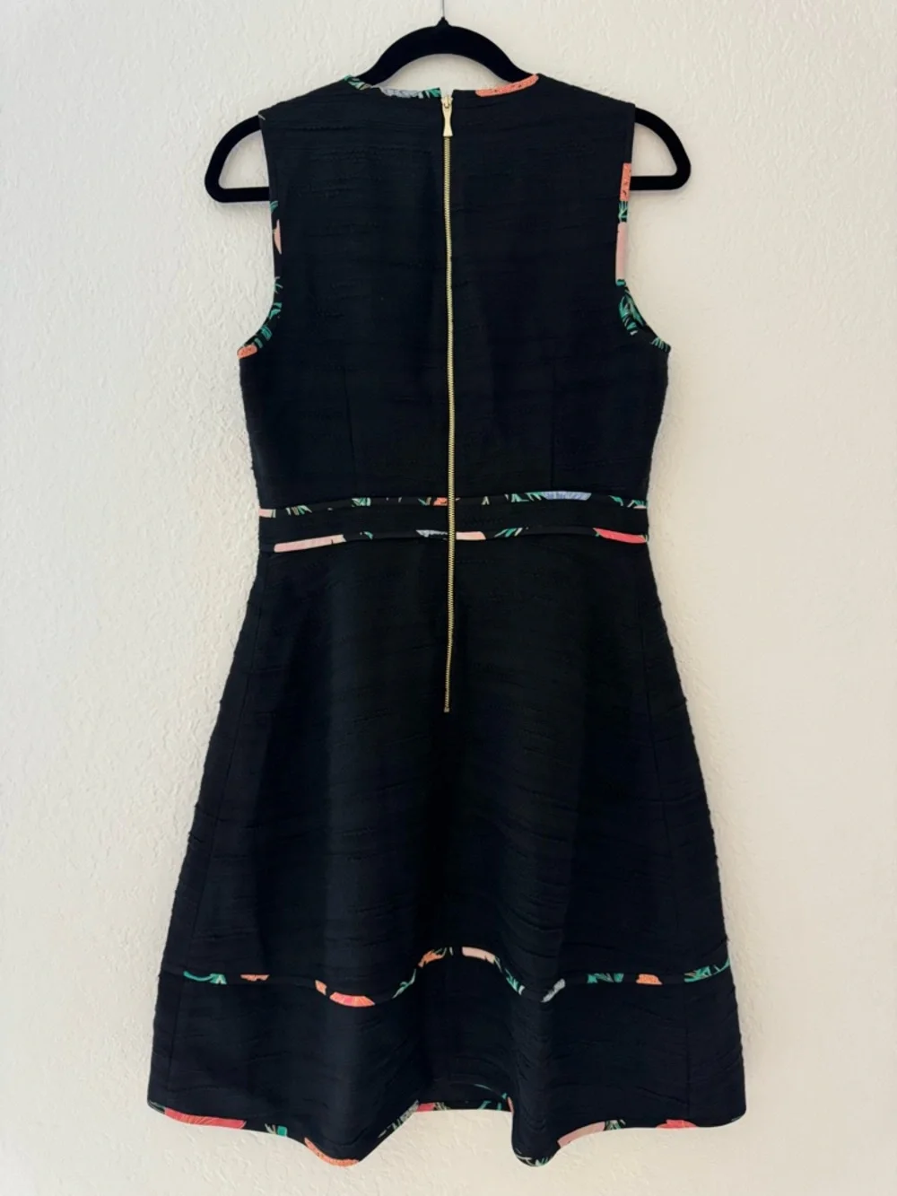 kate spade Black Mini Dress with Floral Trim